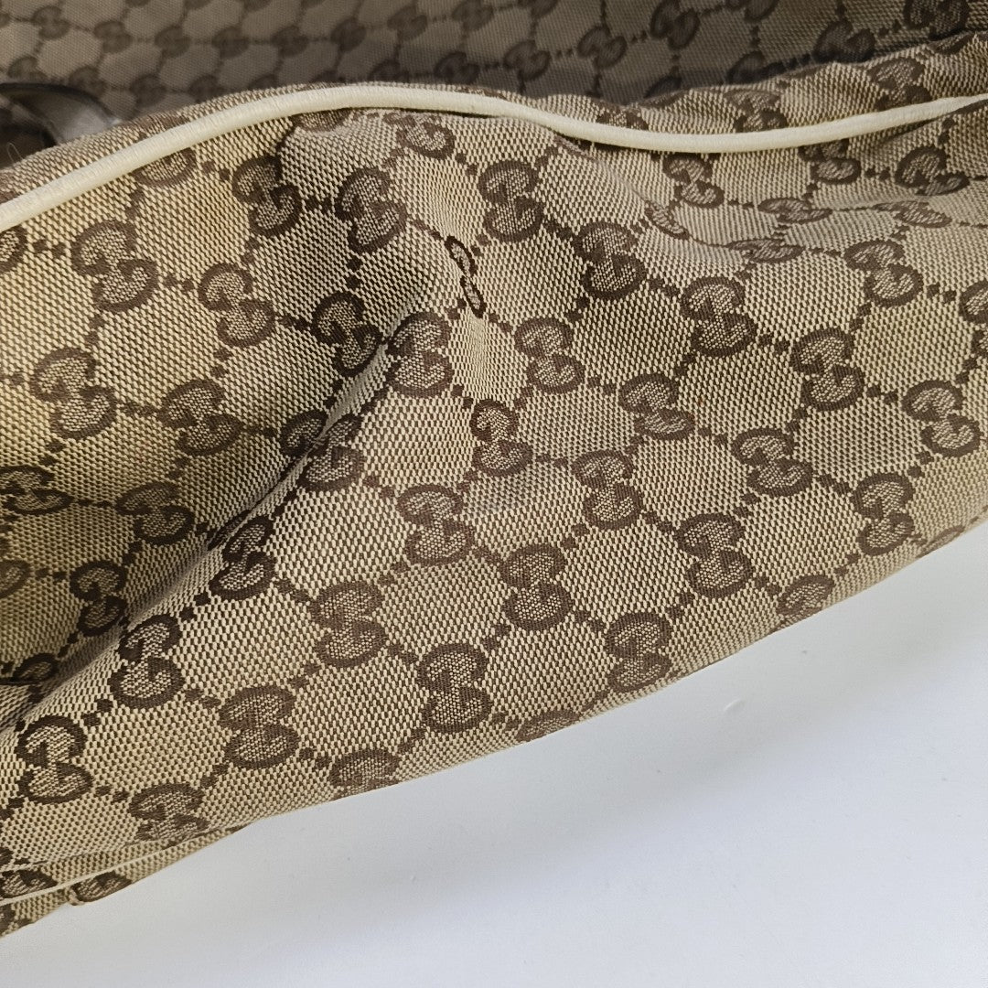 GUCCI Tote bag Brown Canvas Crocodile Patterned Tote Shoulder Crossbody Bag Silver Hardware-(SKU)-941415646