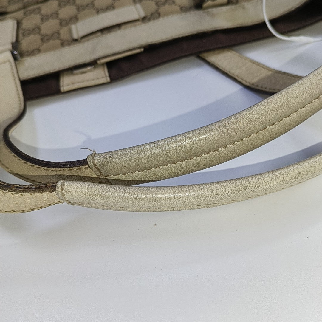 GUCCI Tote bag Brown Canvas Crocodile Patterned Tote Shoulder Crossbody Bag Silver Hardware-(SKU)-941415646