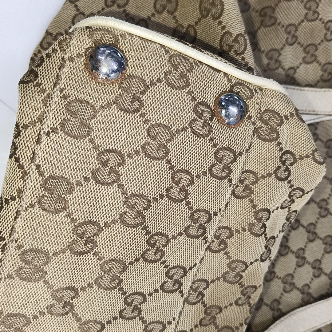 GUCCI Tote bag Brown Canvas Crocodile Patterned Tote Shoulder Crossbody Bag Silver Hardware-(SKU)-941415646