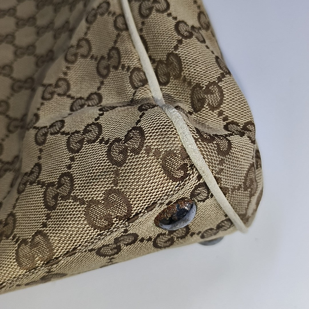 GUCCI Tote bag Brown Canvas Crocodile Patterned Tote Shoulder Crossbody Bag Silver Hardware-(SKU)-941415646
