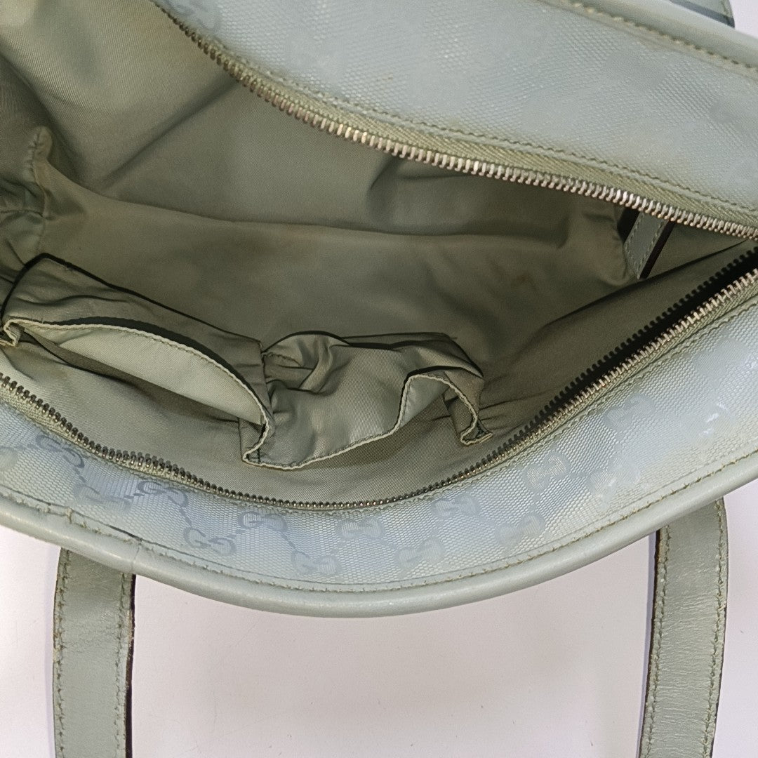 GUCCI GG Imprime Blue Coated Canvas Monogram Single Shoulder Bag Silver Hardware-(SKU)-941683823