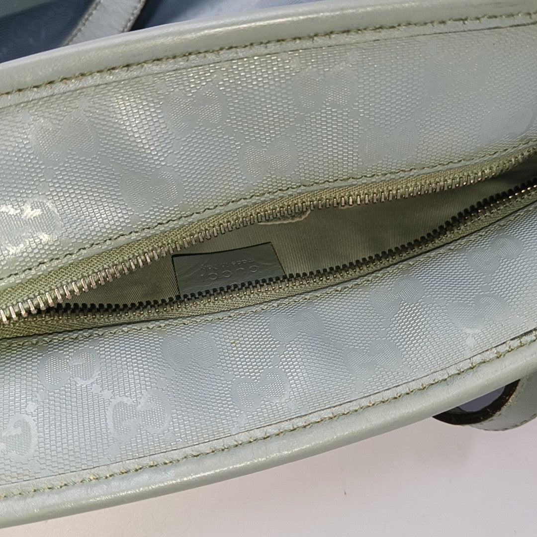 GUCCI GG Imprime Blue Coated Canvas Monogram Single Shoulder Bag Silver Hardware-(SKU)-941683823