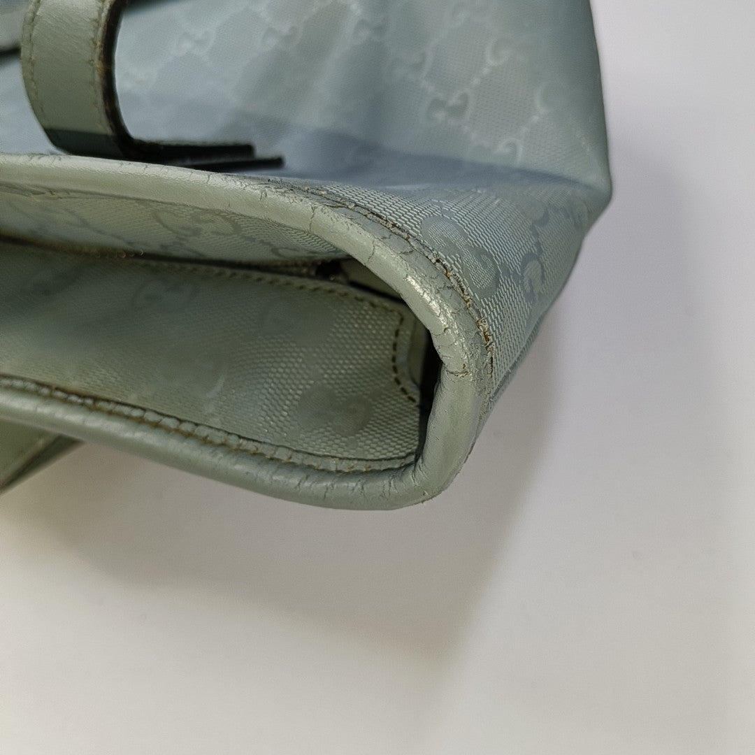 GUCCI GG Imprime Blue Coated Canvas Monogram Single Shoulder Bag Silver Hardware-(SKU)-941683823