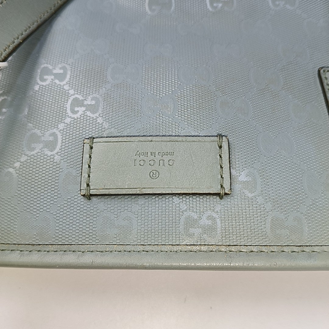 GUCCI GG Imprime Blue Coated Canvas Monogram Single Shoulder Bag Silver Hardware-(SKU)-941683823
