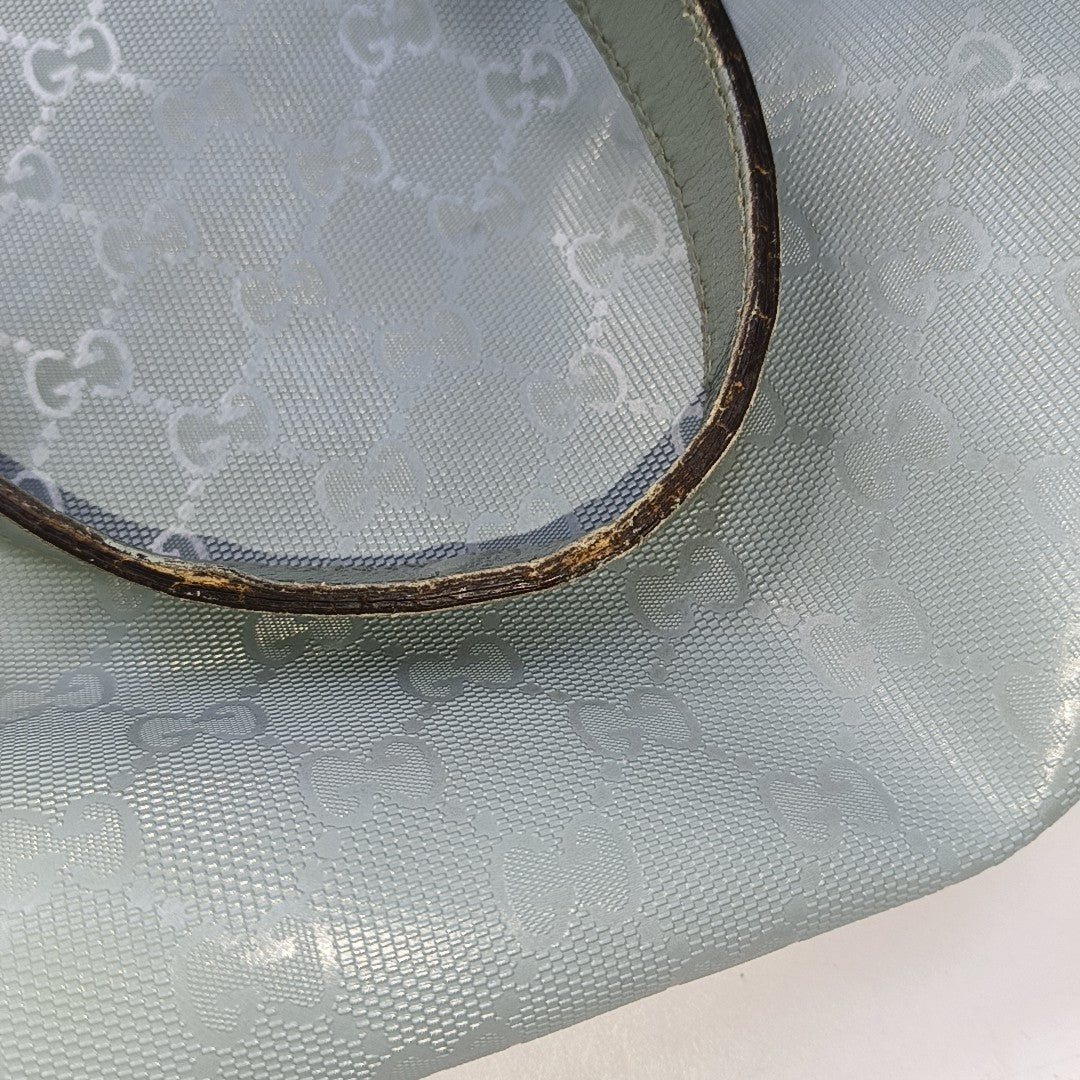 GUCCI GG Imprime Blue Coated Canvas Monogram Single Shoulder Bag Silver Hardware-(SKU)-941683823