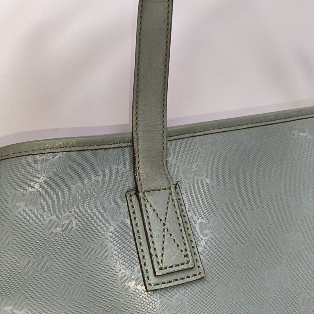 GUCCI GG Imprime Blue Coated Canvas Monogram Single Shoulder Bag Silver Hardware-(SKU)-941683823