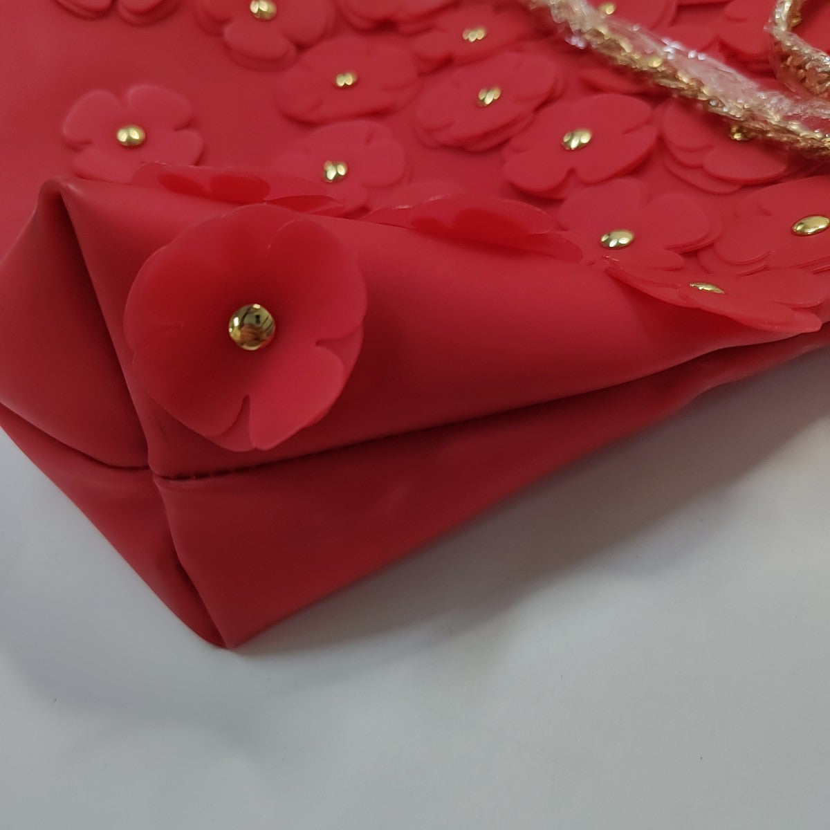 BURBERRY Red Special Material Studs Patchwork Shoulder Bag Crossbody Bag Handbag Golden hardware-(SKU)-942372991