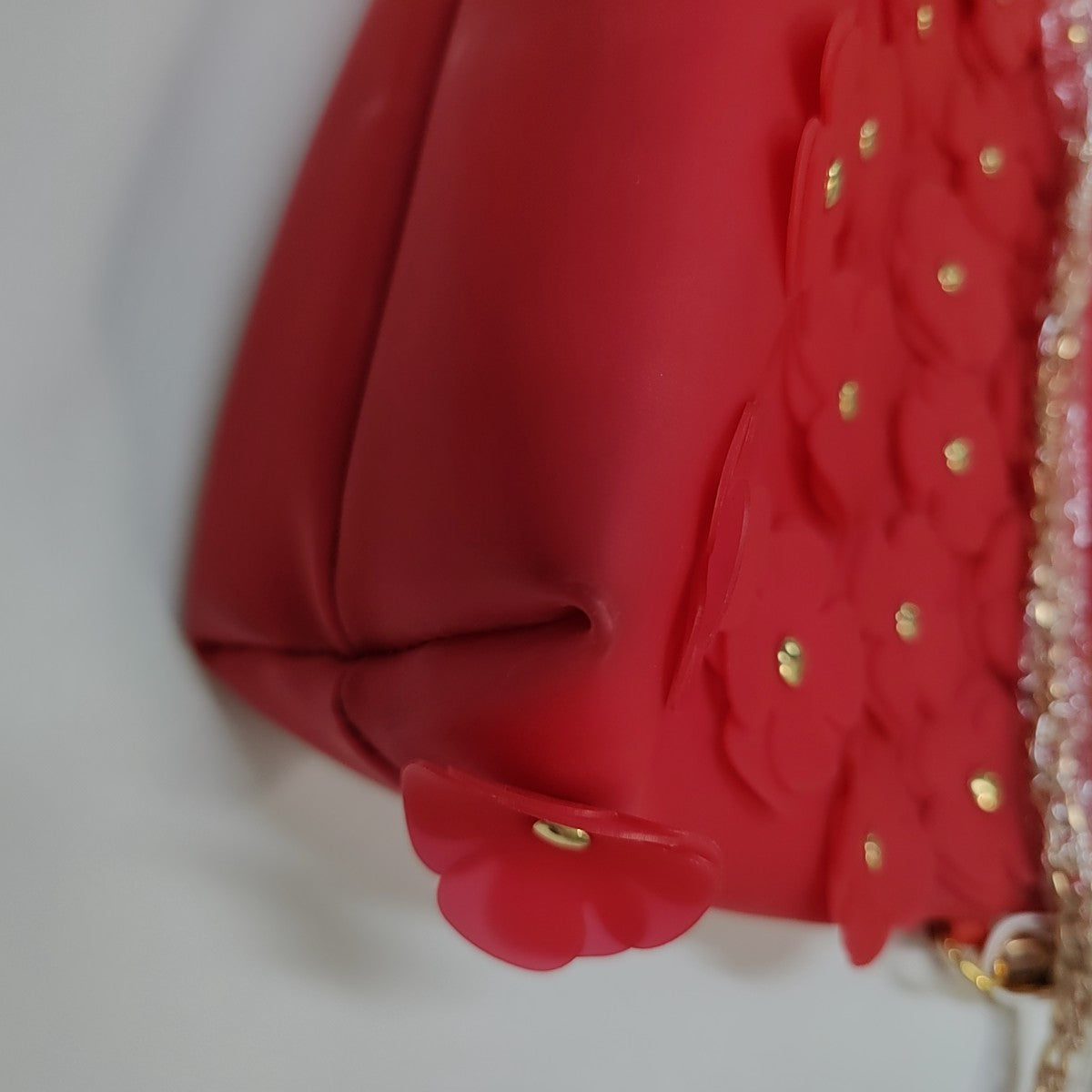 BURBERRY Red Special Material Studs Patchwork Shoulder Bag Crossbody Bag Handbag Golden hardware-(SKU)-942372991