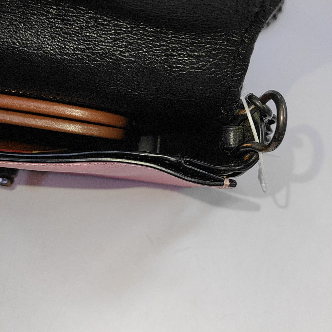 COACH DINKY Pink Cowhide Sling Bag Single Shoulder Bag Black hardware Removable shoulder strap-(SKU)-942643126