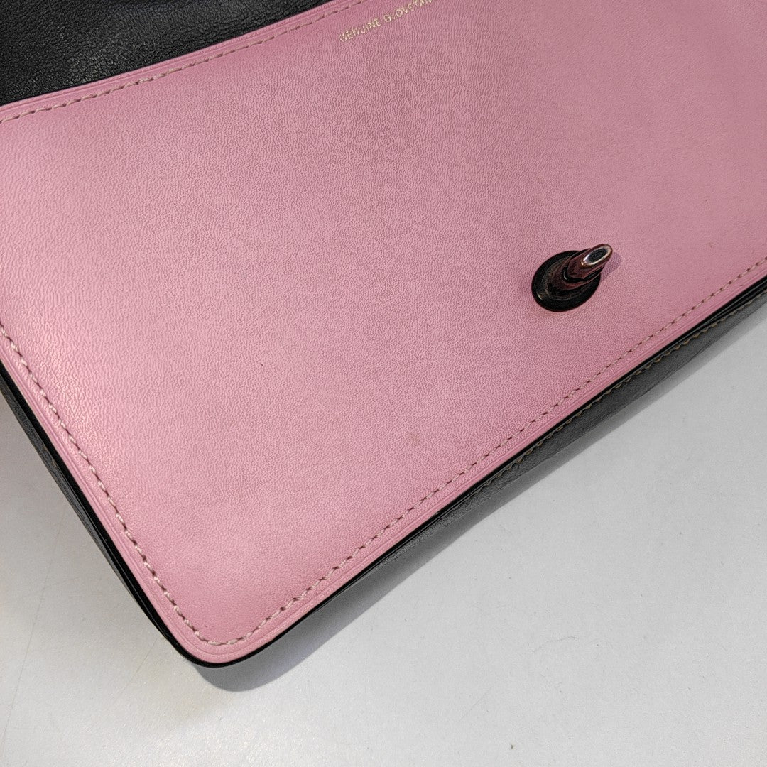 COACH DINKY Pink Cowhide Sling Bag Single Shoulder Bag Black hardware Removable shoulder strap-(SKU)-942643126
