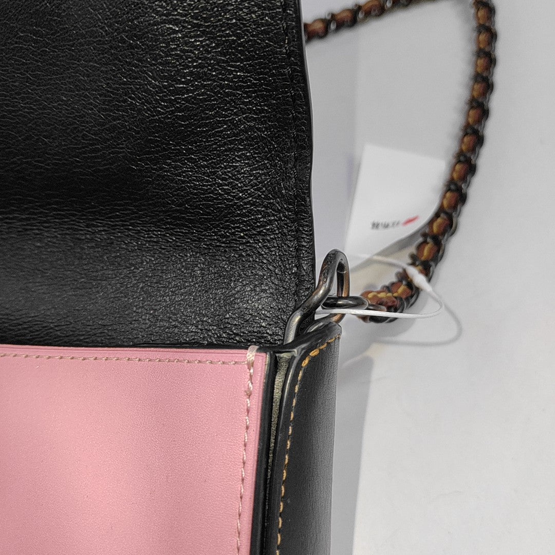 COACH DINKY Pink Cowhide Sling Bag Single Shoulder Bag Black hardware Removable shoulder strap-(SKU)-942643126