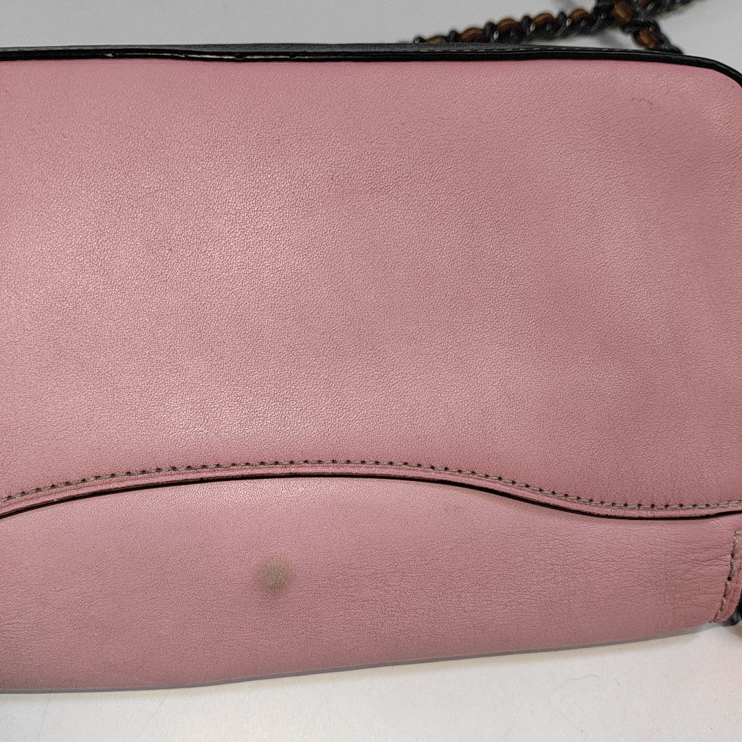 COACH DINKY Pink Cowhide Sling Bag Single Shoulder Bag Black hardware Removable shoulder strap-(SKU)-942643126