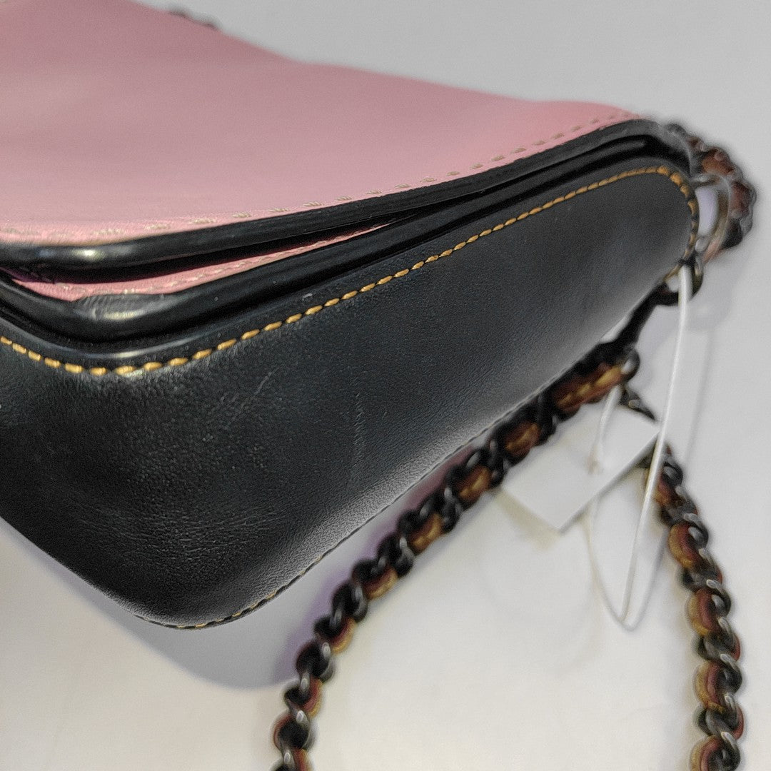 COACH DINKY Pink Cowhide Sling Bag Single Shoulder Bag Black hardware Removable shoulder strap-(SKU)-942643126