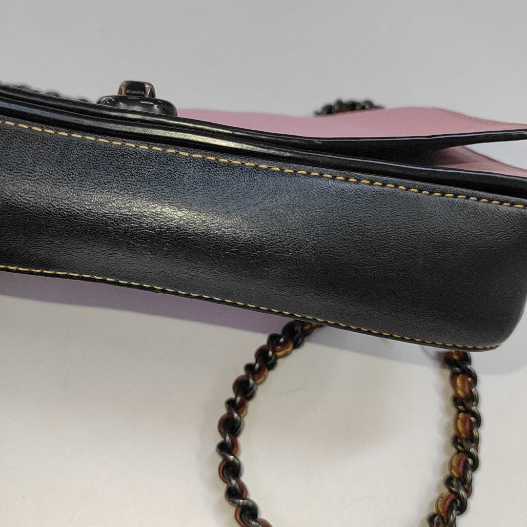 COACH DINKY Pink Cowhide Sling Bag Single Shoulder Bag Black hardware Removable shoulder strap-(SKU)-942643126