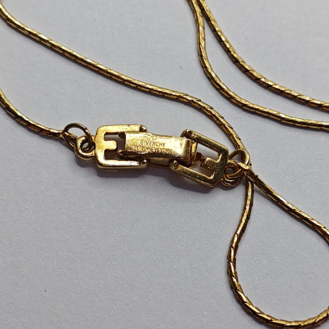GIVENCHY G Link Gold Alloy Artificial Crystal Embedded Necklace Length37cm-(SKU)-942285158
