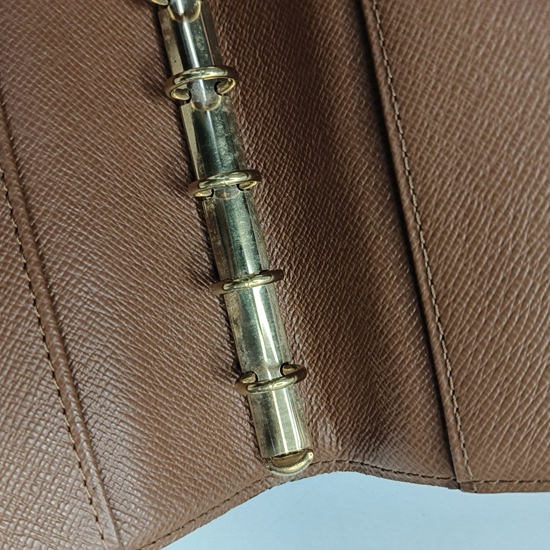 LOUIS VUITTON AGENDA Brown Coated Canvas Monogrammed Tote Handbag Golden hardware Vintage model-(SKU)-943035127