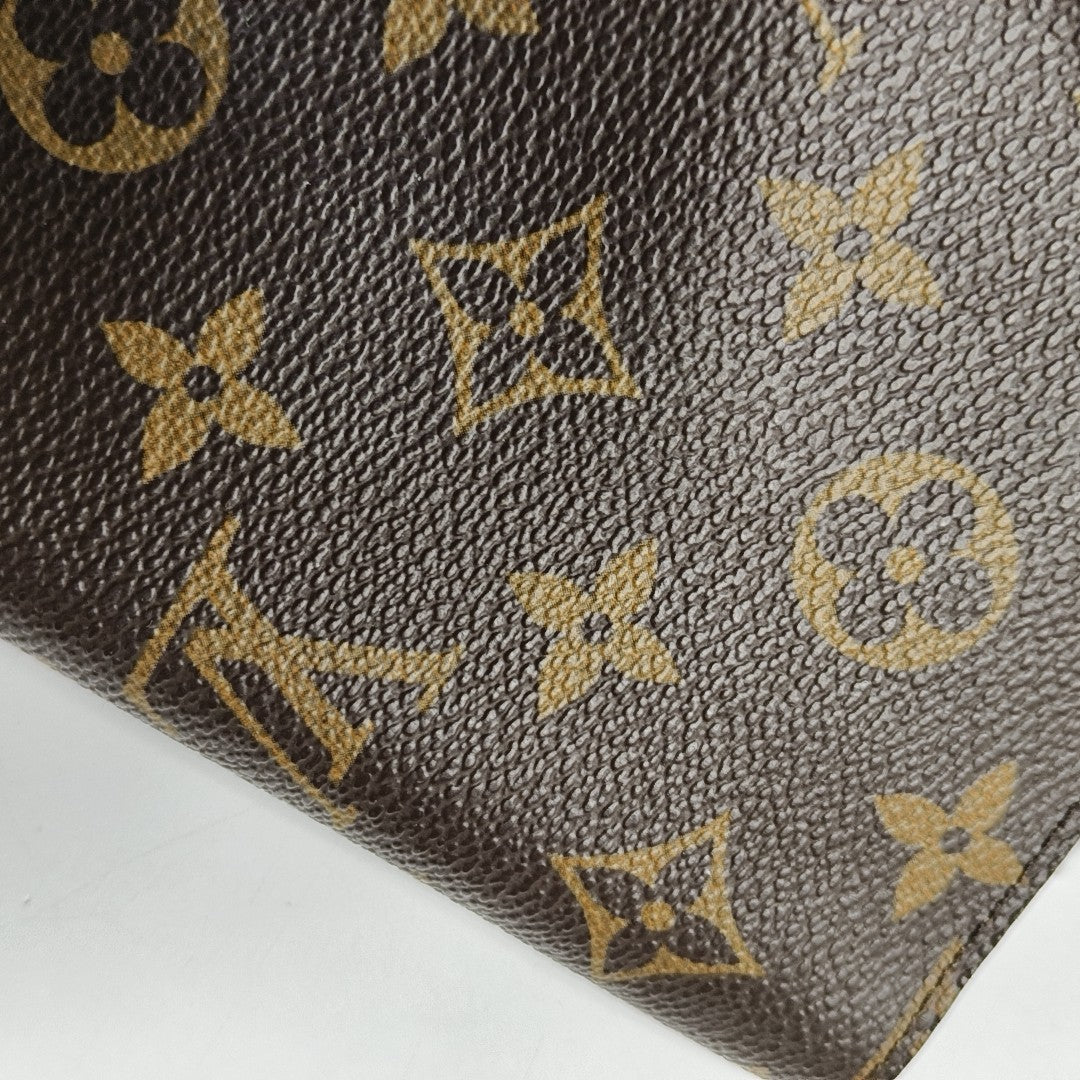 LOUIS VUITTON AGENDA Brown Coated Canvas Monogrammed Tote Handbag Golden hardware Vintage model-(SKU)-943035127