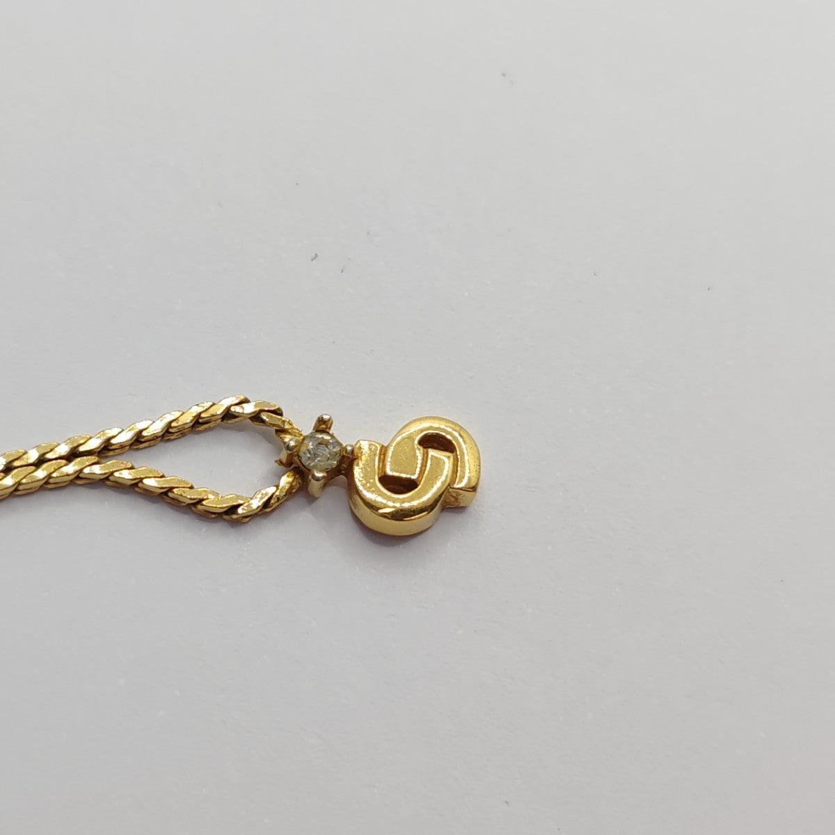 DIOR Mimirose 金色合金人造钻石镶嵌LOGO项链 Length45cm-(SKU)-942921779