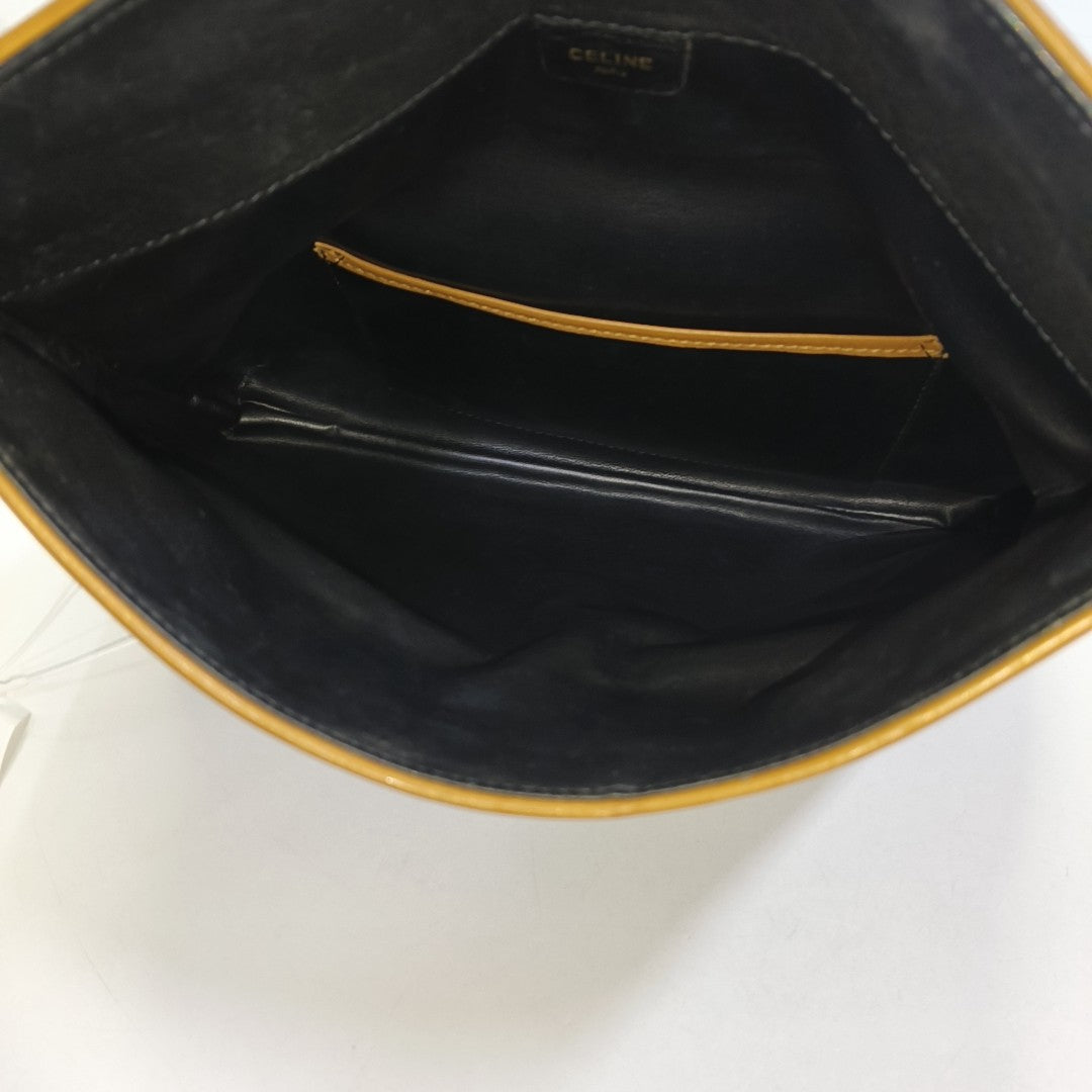 CELINE MACADAM CLUTCHES Black Cowhide Clutch Golden hardware-(SKU)-943509063