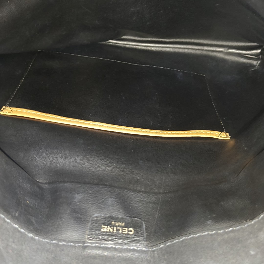 CELINE MACADAM CLUTCHES Black Cowhide Clutch Golden hardware-(SKU)-943509063