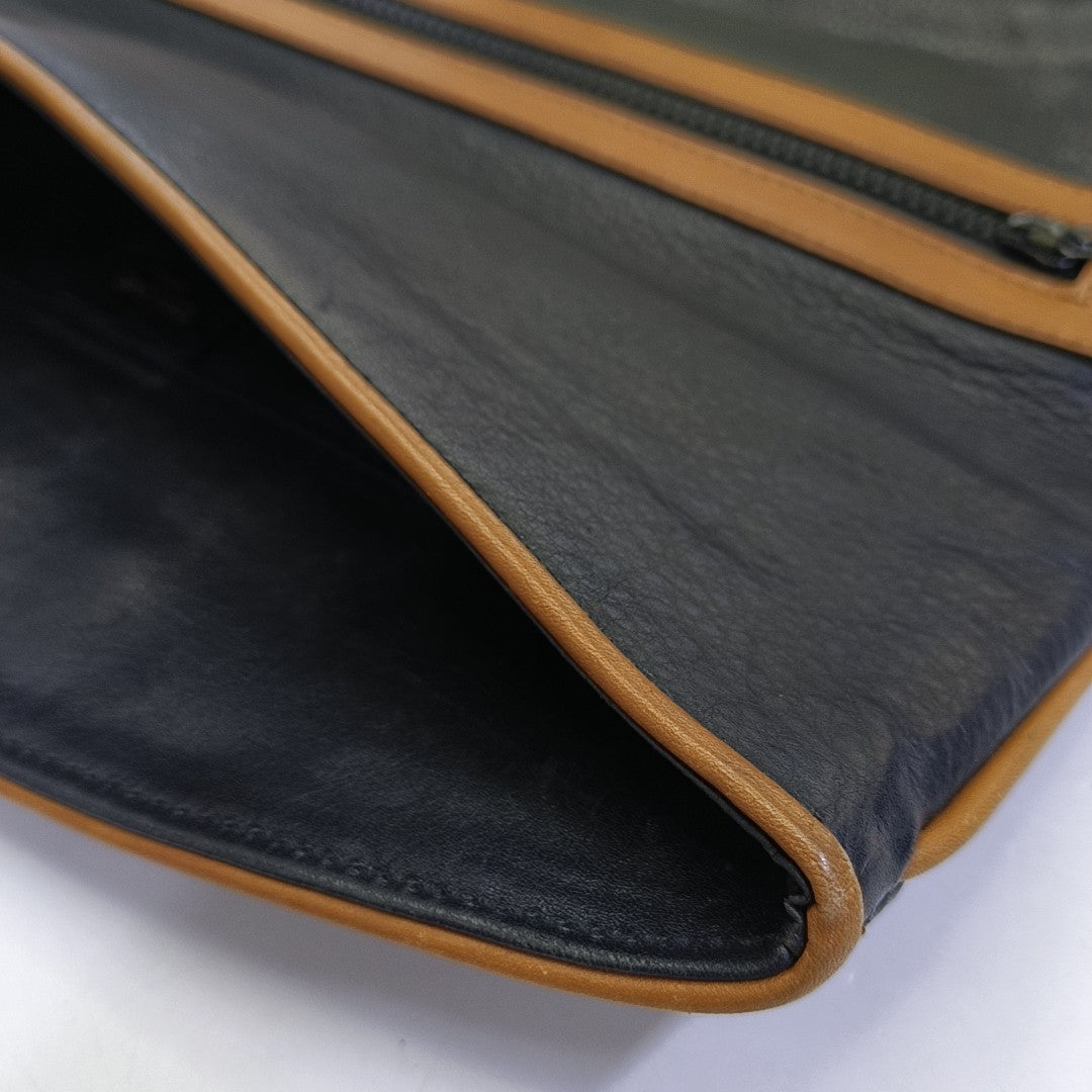 CELINE MACADAM CLUTCHES Black Cowhide Clutch Golden hardware-(SKU)-943509063