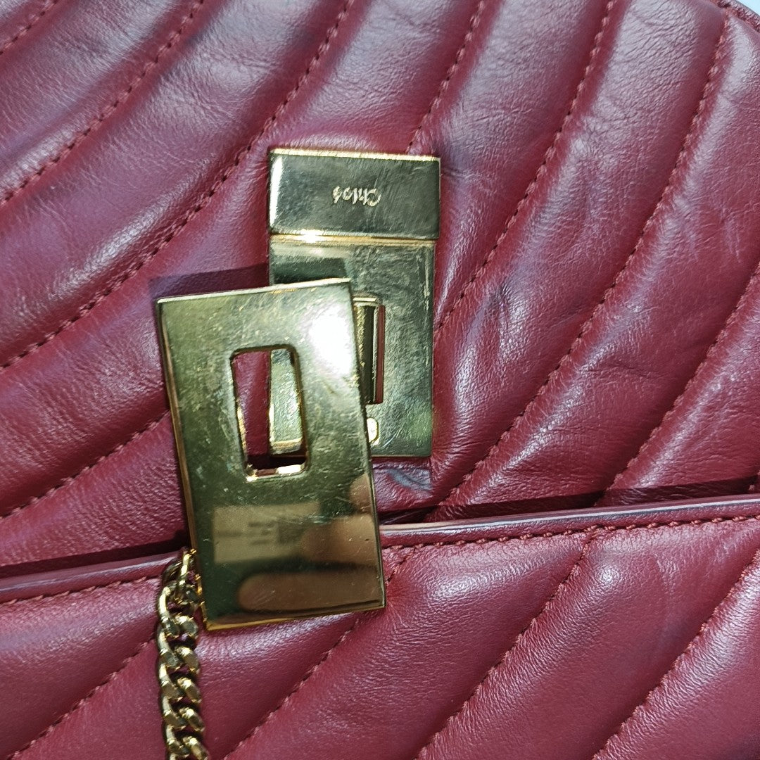 Chloé Drew mini Red Cowhide Quilted Shoulder Bag Crossbody Golden hardware shoulder straps-(SKU)-943660428