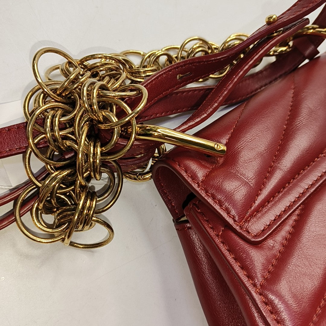 Chloé Drew mini Red Cowhide Quilted Shoulder Bag Crossbody Golden hardware shoulder straps-(SKU)-943660428