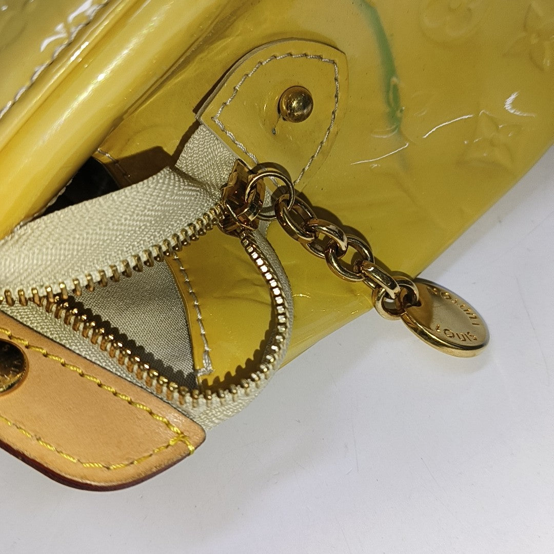 LOUIS VUITTON BREA Light Yellow Patent Leather Monogrammed Doctor Bag Handbag Golden hardware-(SKU)-943658683