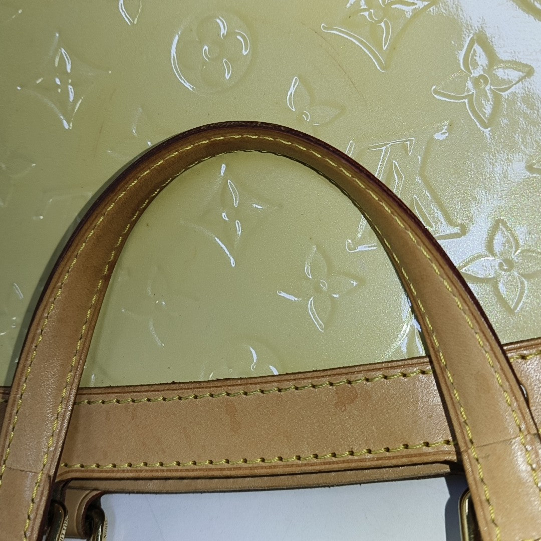 LOUIS VUITTON BREA Light Yellow Patent Leather Monogrammed Doctor Bag Handbag Golden hardware-(SKU)-943658683