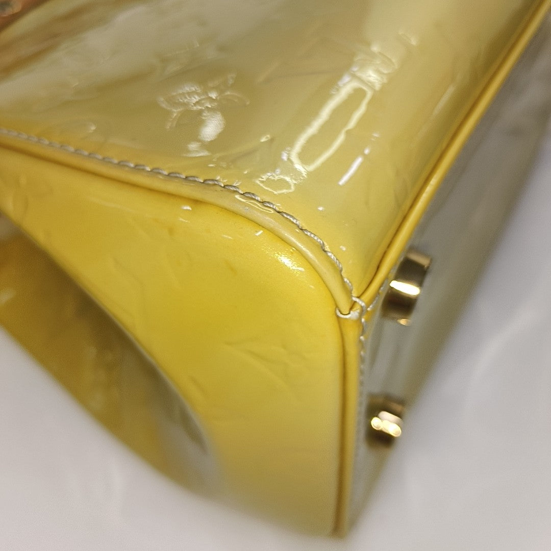 LOUIS VUITTON BREA Light Yellow Patent Leather Monogrammed Doctor Bag Handbag Golden hardware-(SKU)-943658683