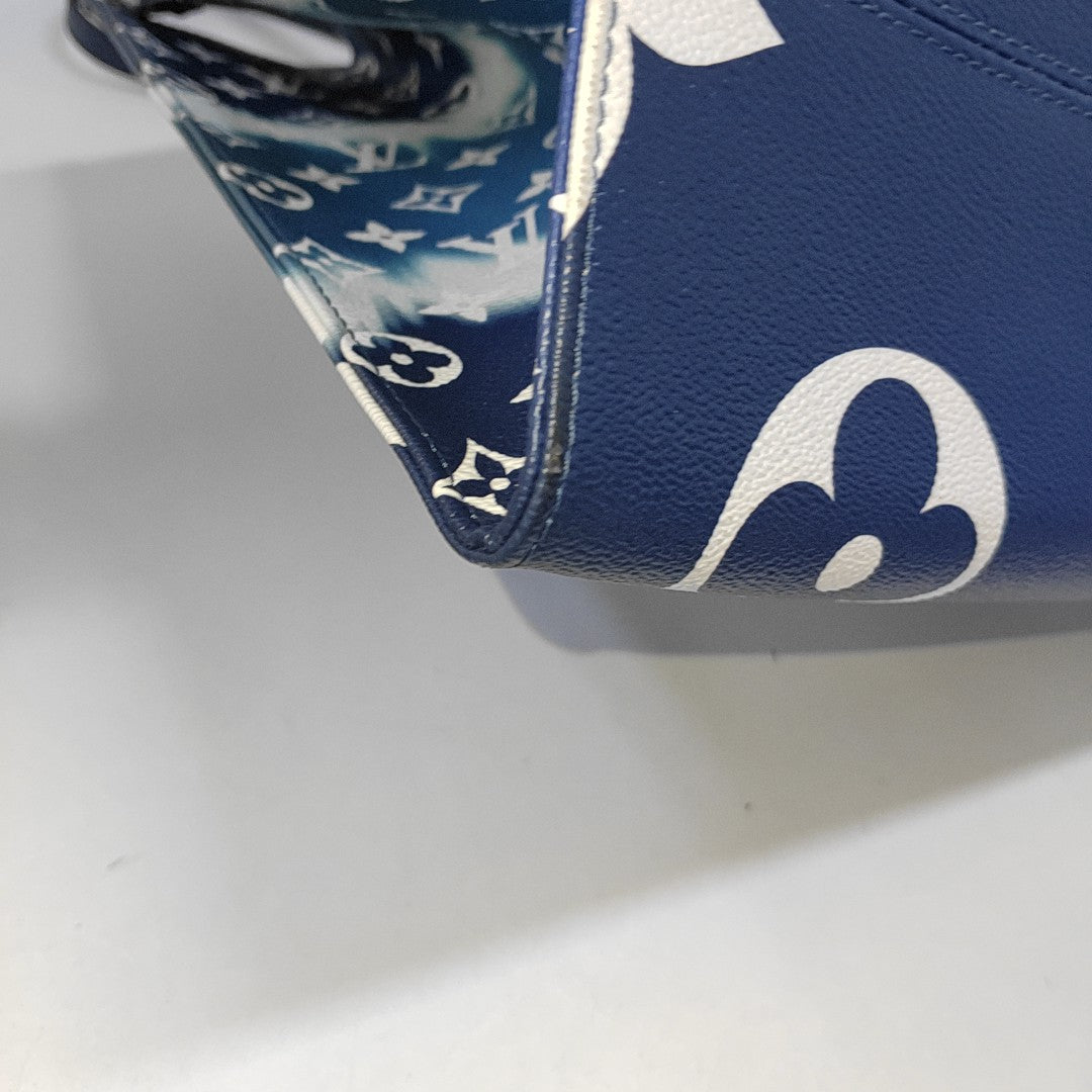 LOUIS VUITTON ONTHEGO Large Blue Coated Canvas Printed Jungle Backpack Shoulder Bag Handbag Silver Hardware-(SKU)-943857916
