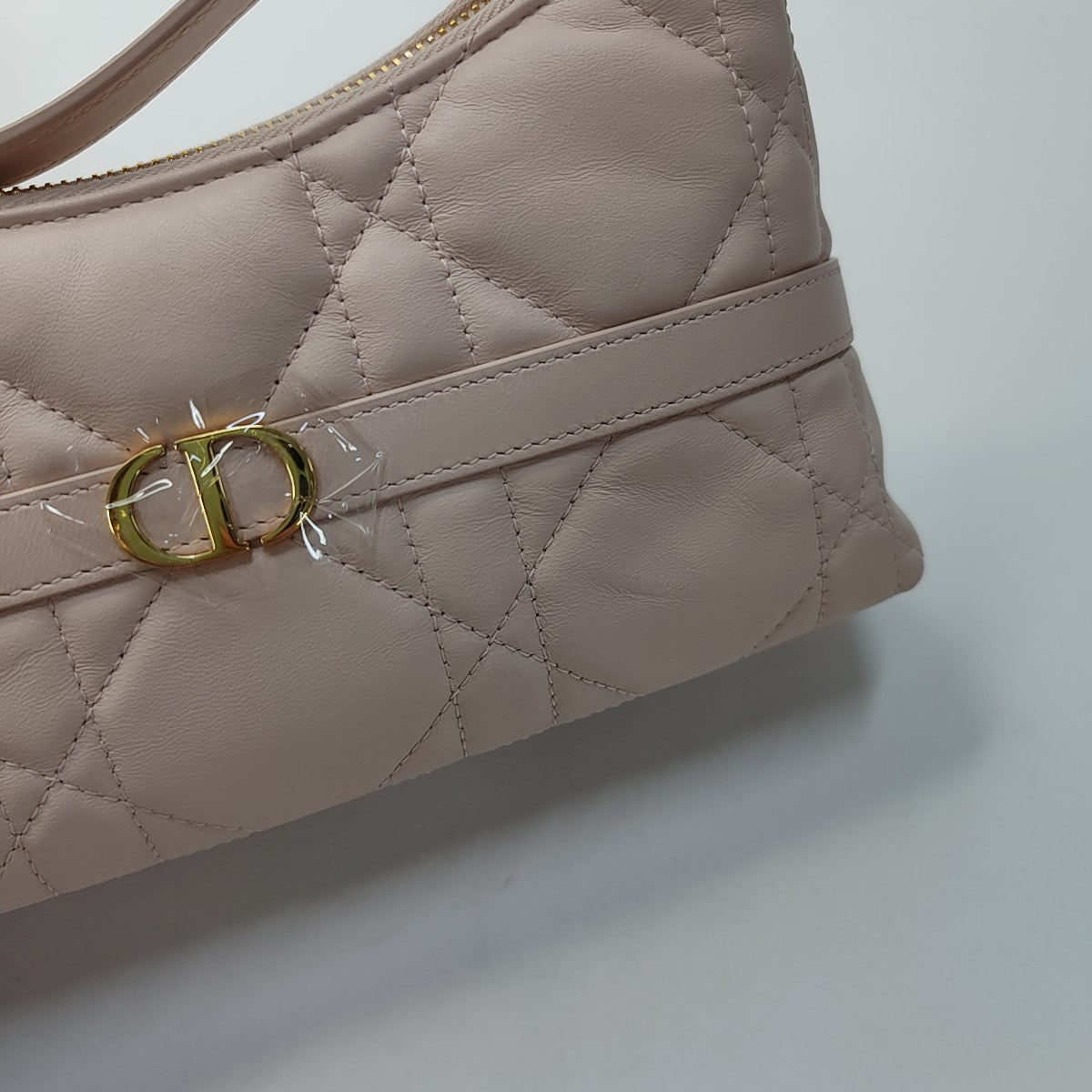 DIOR Miss Dior mini pink leather quilted diamond pattern crossbody bag gold hardware complete accessories-(SKU)-940345090