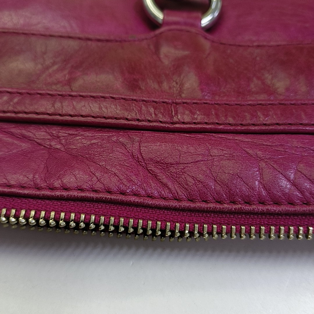 REBECCA MINKOFF M.A.C. Plum Red Cowhide Fringe Stud Single Shoulder Bag Crossbody Bag Silver Hardware Removable shoulder strap-(SKU)-943784602
