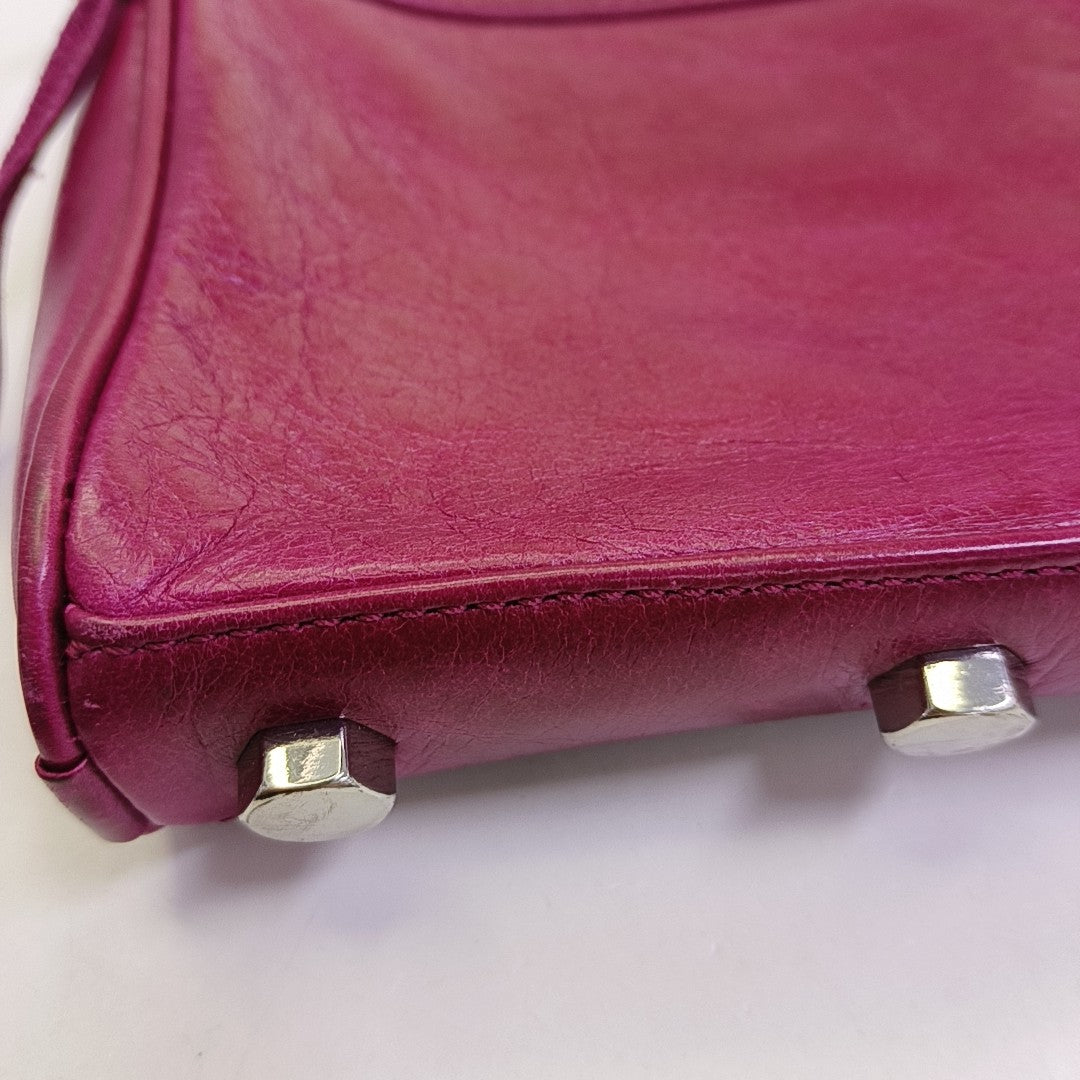 REBECCA MINKOFF M.A.C. Plum Red Cowhide Fringe Stud Single Shoulder Bag Crossbody Bag Silver Hardware Removable shoulder strap-(SKU)-943784602
