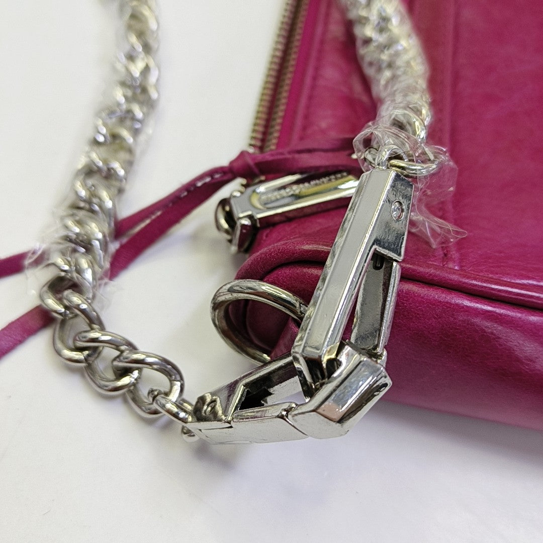 REBECCA MINKOFF M.A.C. Plum Red Cowhide Fringe Stud Single Shoulder Bag Crossbody Bag Silver Hardware Removable shoulder strap-(SKU)-943784602