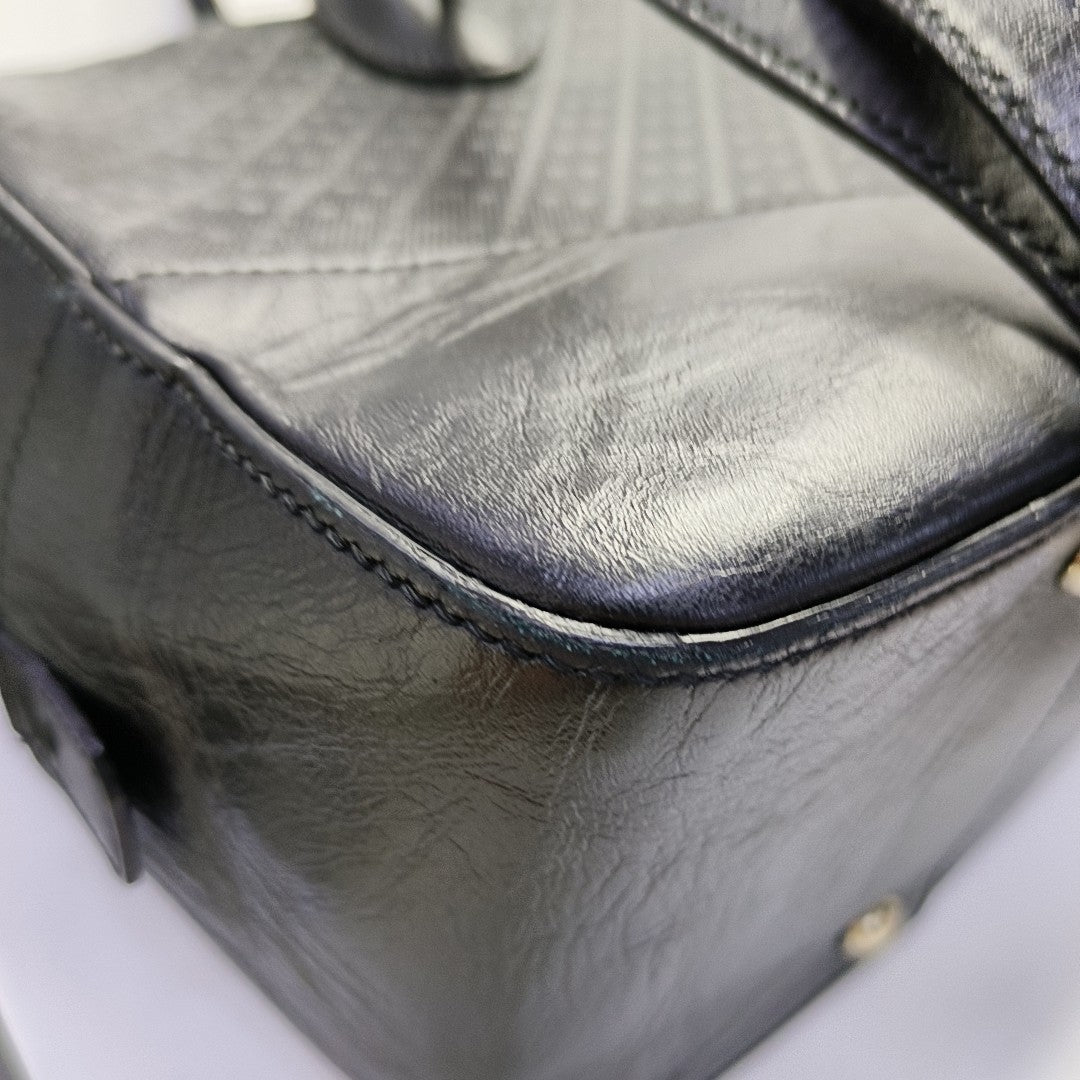 GUCCI Tote bag Black Cowhide Textured Single Shoulder Bag Tote Golden hardware Removable shoulder strap-(SKU)-943666475