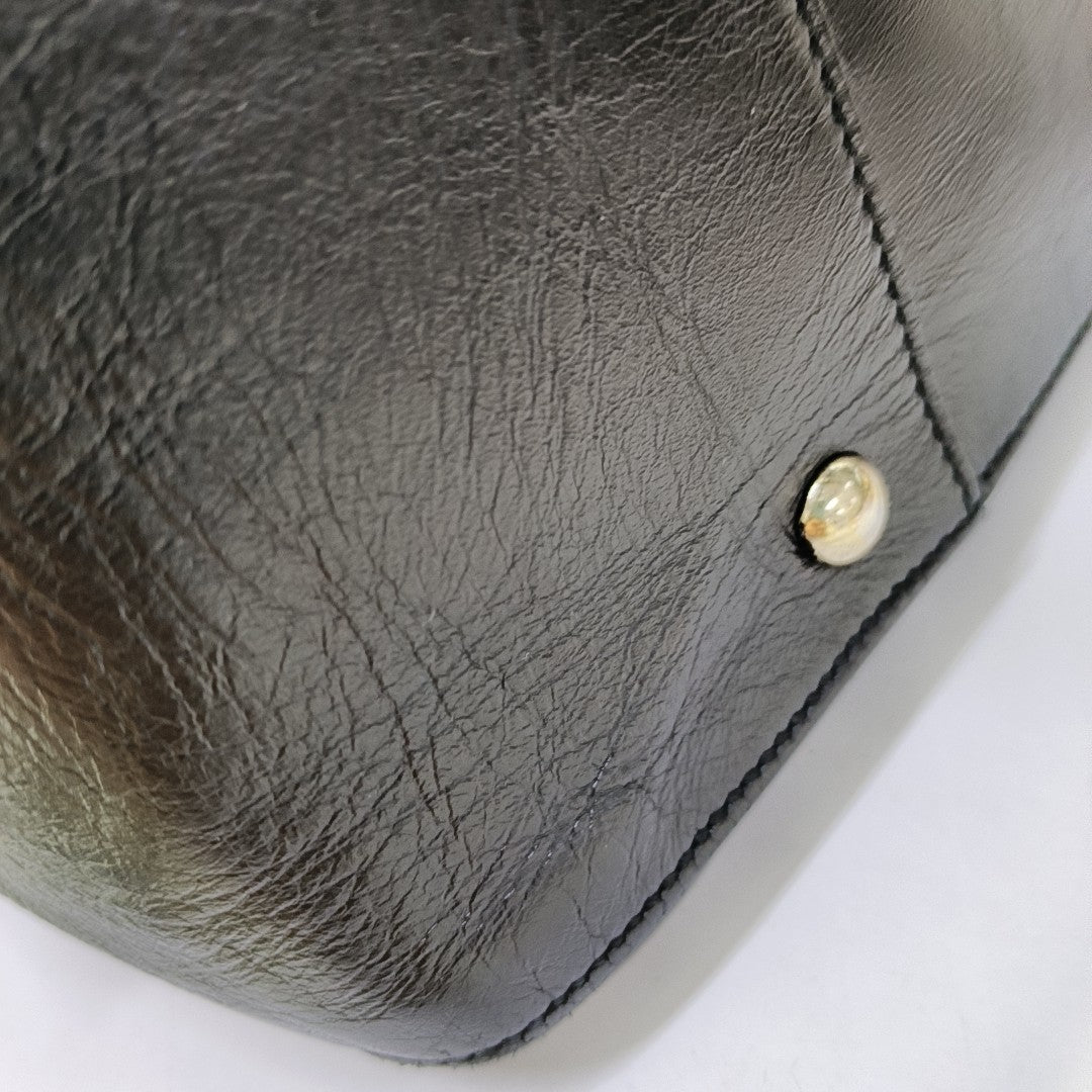 GUCCI Tote bag Black Cowhide Textured Single Shoulder Bag Tote Golden hardware Removable shoulder strap-(SKU)-943666475