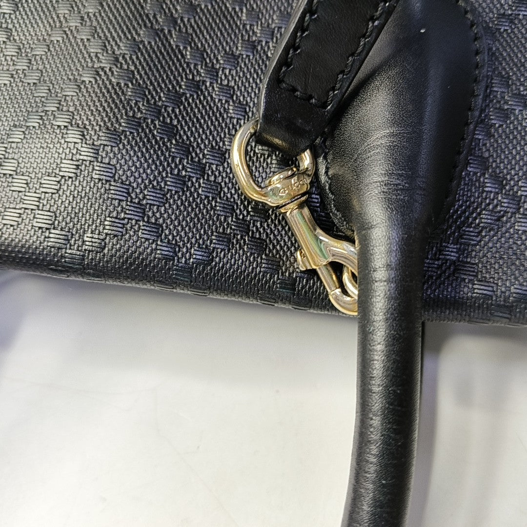 GUCCI Tote bag Black Cowhide Textured Single Shoulder Bag Tote Golden hardware Removable shoulder strap-(SKU)-943666475