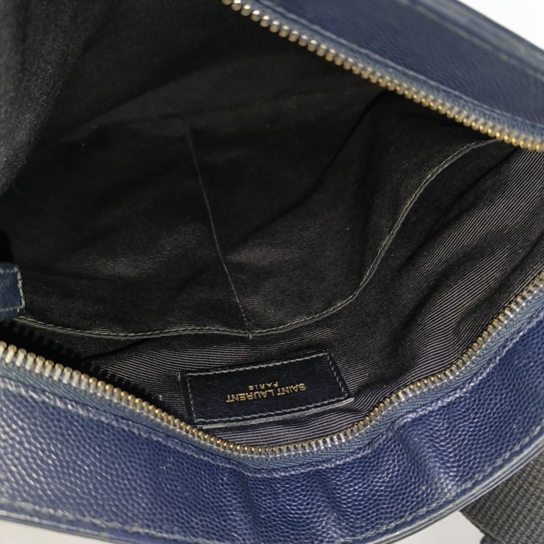 YSL Dark blue cowhide shoulder bag-(SKU)-943923815