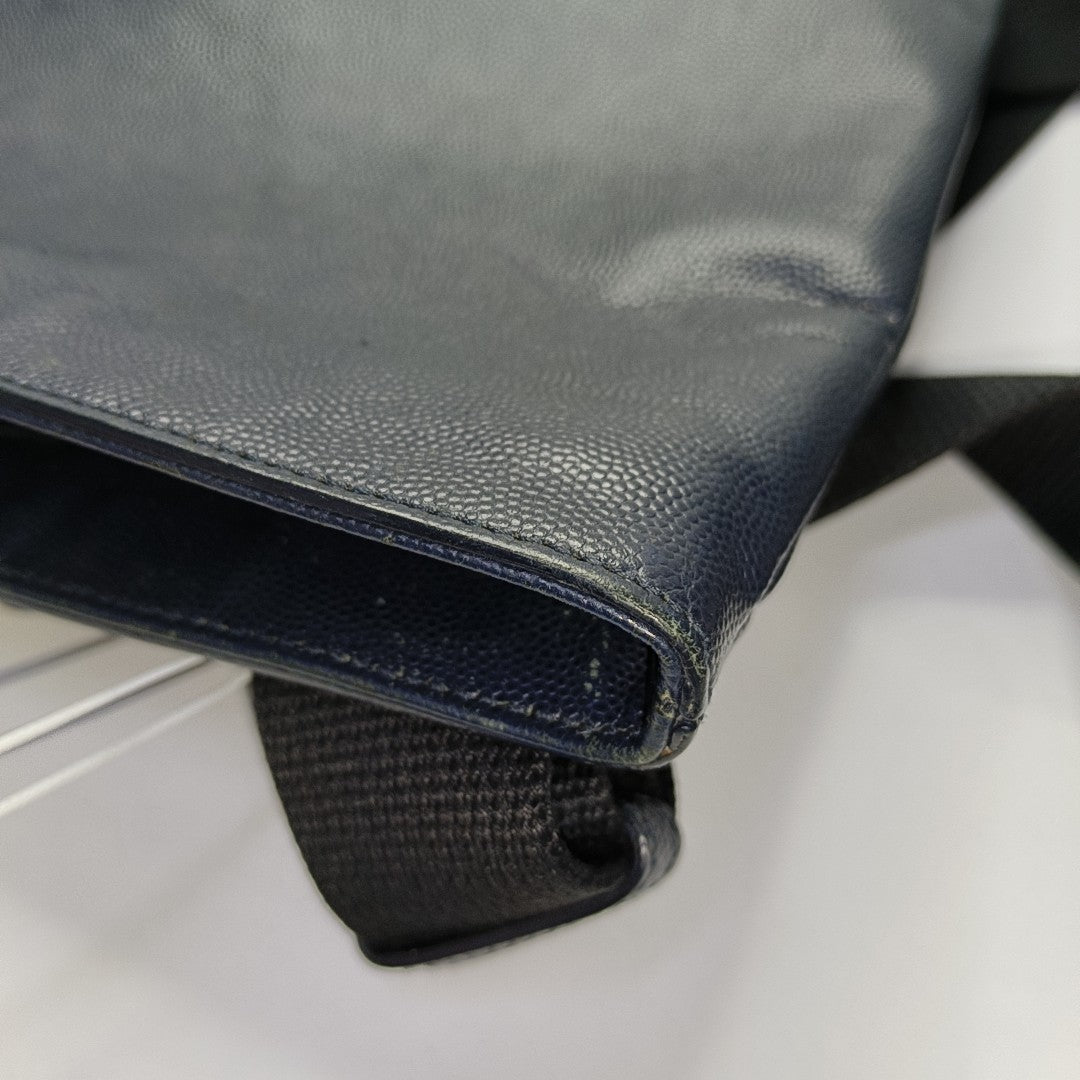YSL Dark blue cowhide shoulder bag-(SKU)-943923815