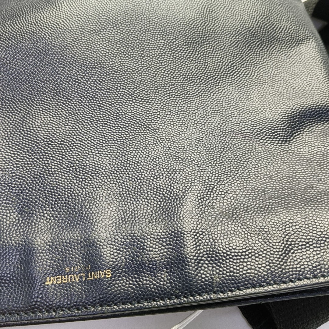 YSL Dark blue cowhide shoulder bag-(SKU)-943923815