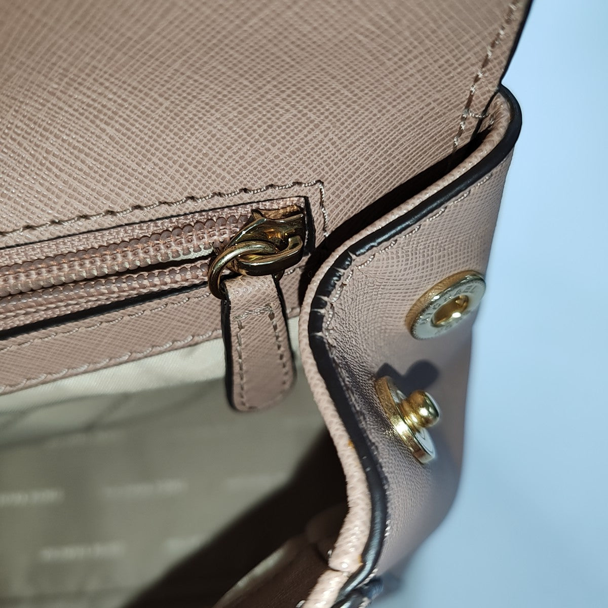 MICHAEL KORS Small size Light Pink Leather Embossed Single Shoulder Bag Crossbody Hobo Golden hardware Removable shoulder strap-(SKU)-943222180