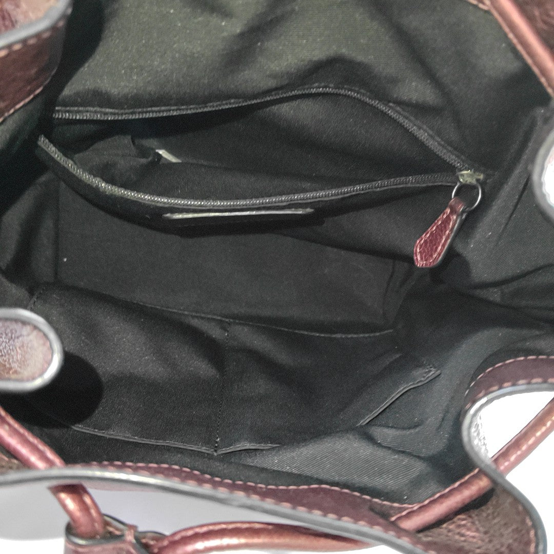 COACH Bucket bag Burgundy Cowhide Studs Carriage Single Shoulder Bag Sling Bag Handbag Black hardware-(SKU)-943932153