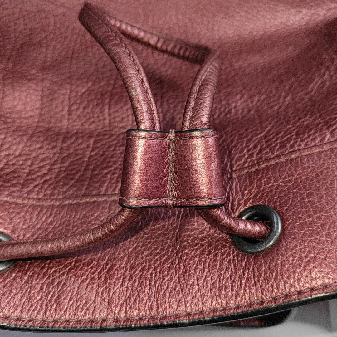 COACH Bucket bag Burgundy Cowhide Studs Carriage Single Shoulder Bag Sling Bag Handbag Black hardware-(SKU)-943932153