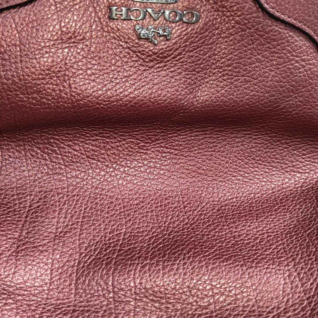 COACH Bucket bag Burgundy Cowhide Studs Carriage Single Shoulder Bag Sling Bag Handbag Black hardware-(SKU)-943932153