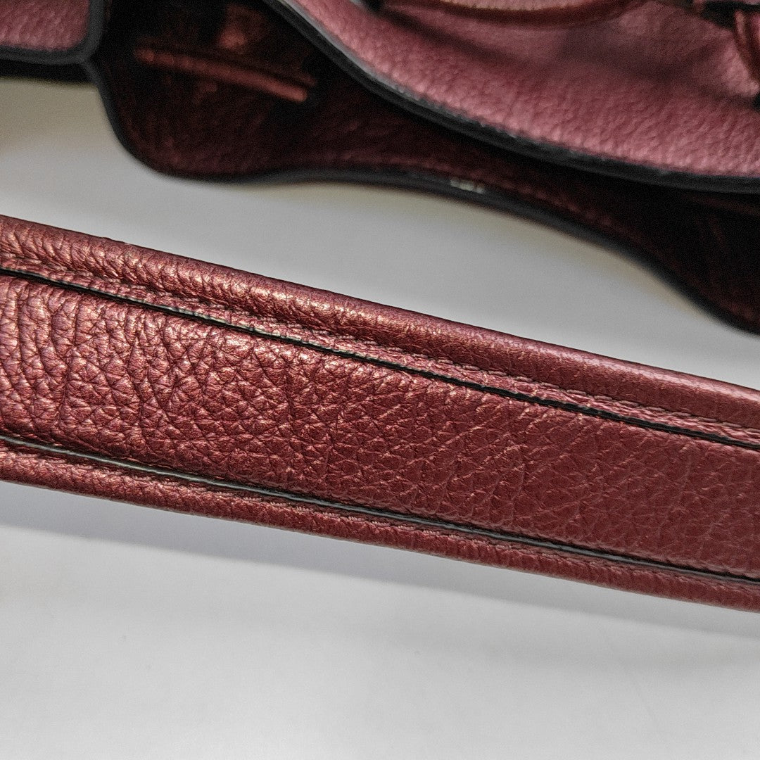COACH Bucket bag Burgundy Cowhide Studs Carriage Single Shoulder Bag Sling Bag Handbag Black hardware-(SKU)-943932153