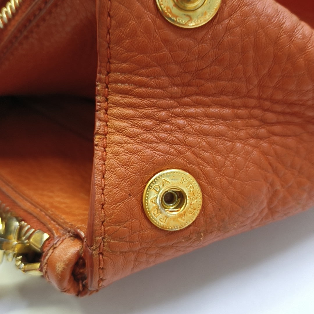 PRADA Tote bag Orange Cowhide Handbag Golden hardware-(SKU)-943907570