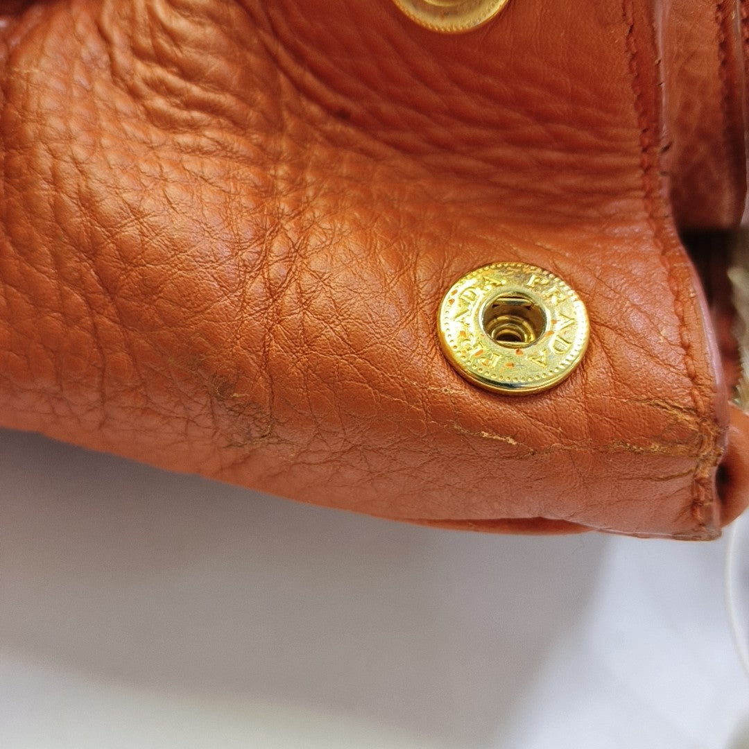 PRADA Tote bag Orange Cowhide Handbag Golden hardware-(SKU)-943907570