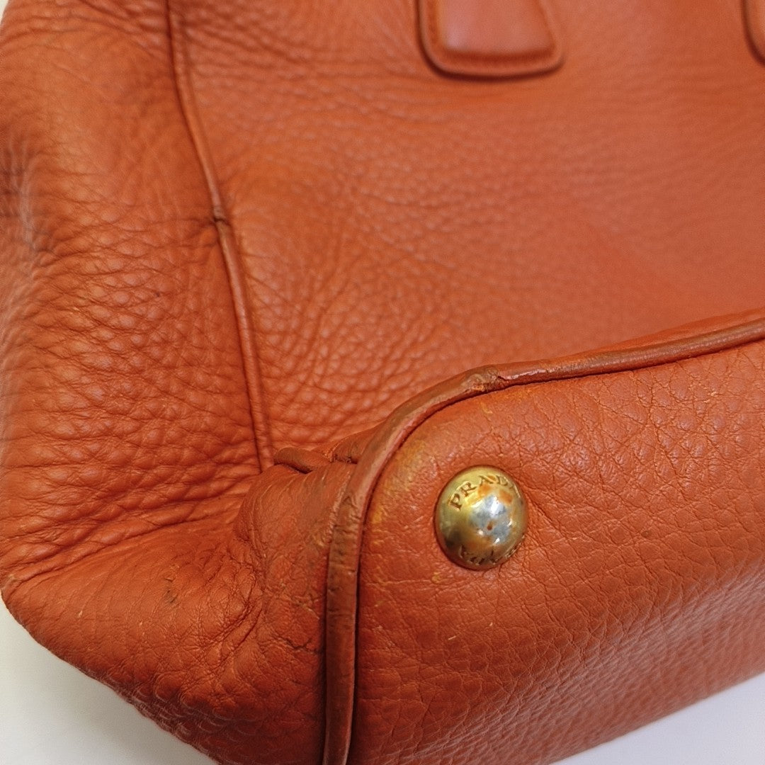 PRADA Tote bag Orange Cowhide Handbag Golden hardware-(SKU)-943907570