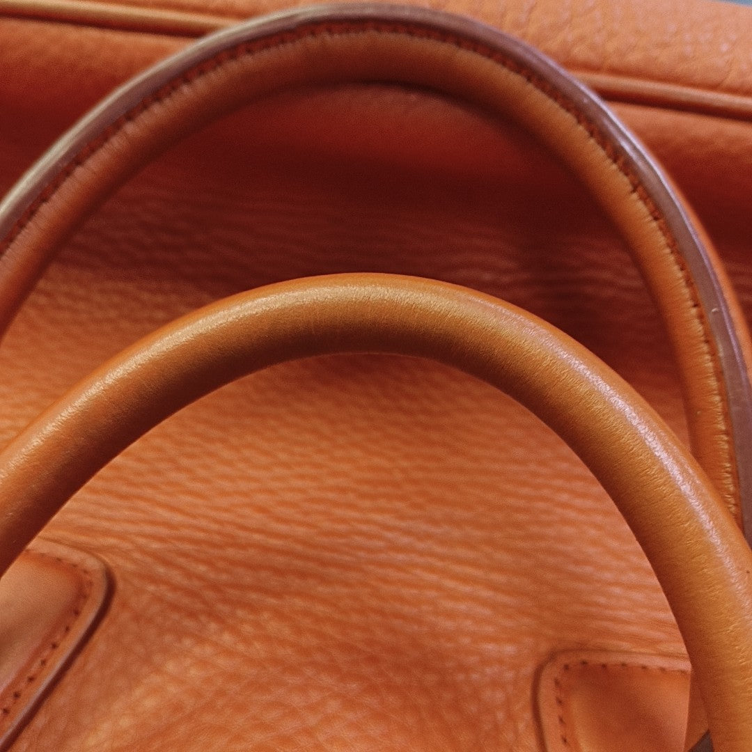 PRADA Tote bag Orange Cowhide Handbag Golden hardware-(SKU)-943907570